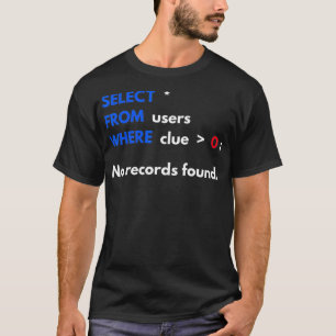 Funny Relational Database SQL Query Computer T-Shirt