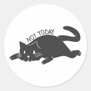 Funny relaxed domestic cat cartoon classic round sticker