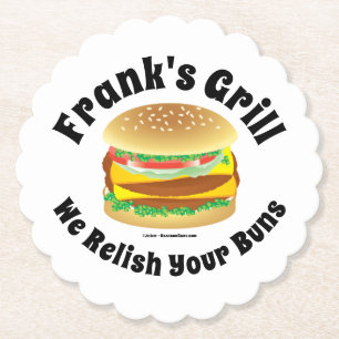 Funny Relish Your Buns Hamburger Paper Coaster