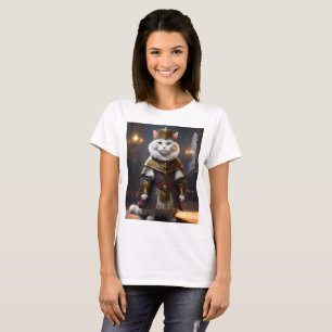 Funny Renaissance Dressed White Cat, T-Shirt