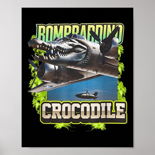 Funny Reptile Bombardiro Crocodilo Brain Rot, Stup Poster (Front)
