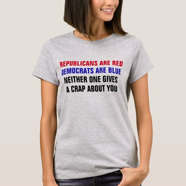 Funny Republican Democrat Colours T-Shirt (Front)