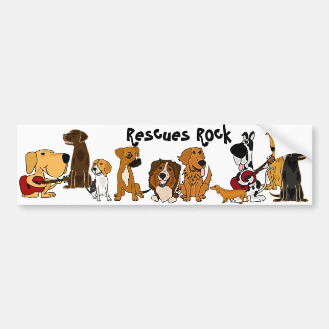 Funny Rescues Rock Dogs Bumper Sticker (Front)