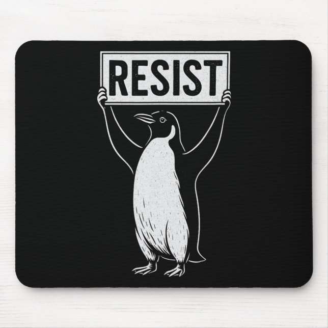 Funny Resist Penguin Activism Graphic Design Vinta Mouse Pad (Front)