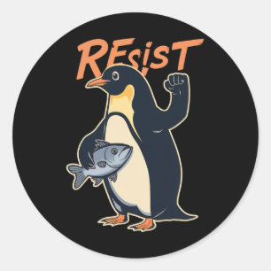 Funny Resist Penguin Activism Protest Against Tari Classic Round Sticker