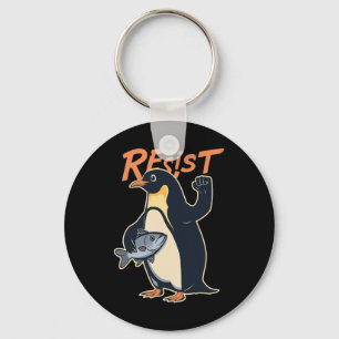 Funny Resist Penguin Activism Protest Against Tari Key Ring