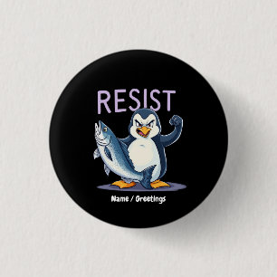 Funny Resist Penguin Protest Against Tariffs 3 Cm Round Badge