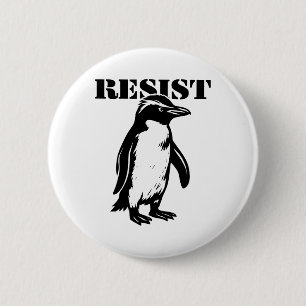 Funny Resist Penguin Protest Against Tariffs  6 Cm Round Badge