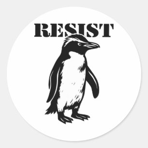Funny Resist Penguin Protest Against Tariffs Classic Round Sticker