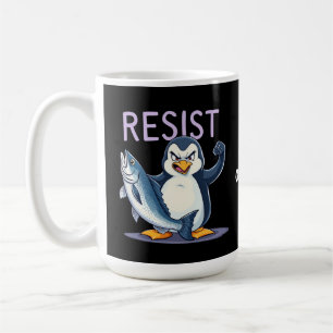 Funny Resist Penguin Protest Against Tariffs Coffee Mug