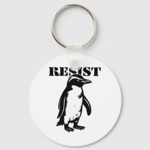 Funny Resist Penguin Protest Against Tariffs Key Ring