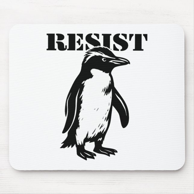 Funny Resist Penguin Protest Against Tariffs  Mouse Pad (Front)