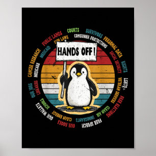 Funny Resist Penguin Protest Against Tariffs Retro Poster
