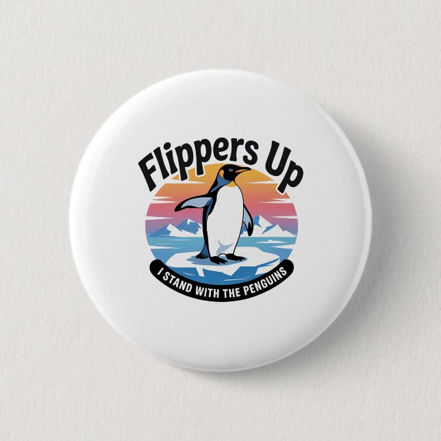 Funny Resist Penguins Protest Against Tariffs 2  6 Cm Round Badge (Front)