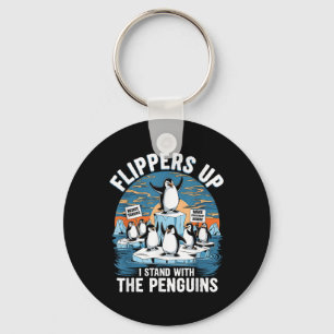 Funny Resist Penguins Protest Against Tariffs Key Ring