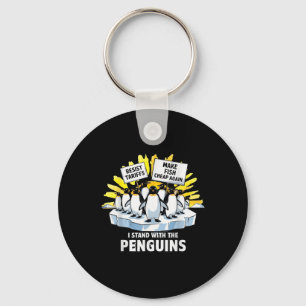 Funny Resist Penguins Protest Against Tariffs Key Ring