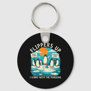 Funny Resist Penguins Protest Against Tariffs Key Ring