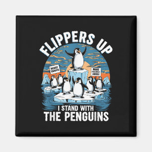 Funny Resist Penguins Protest Against Tariffs  Magnet
