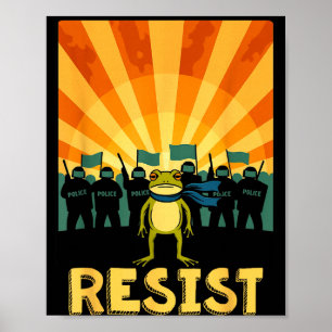 Funny Resist Portland Frog Protest  Poster