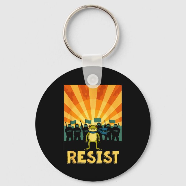 Funny Resist Rtland Frog Protest  Key Ring (Front)
