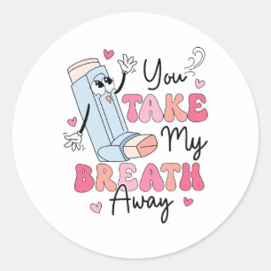Funny Respiratory Valentines Day Rt Lung Squad Val Classic Round Sticker