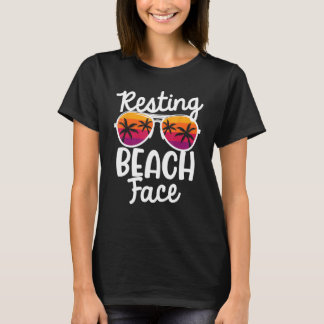 Funny Resting Beach Faces Retro Vintage Girl Vacat T-Shirt