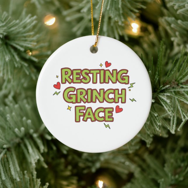 Funny 'Resting Grinch Face' Christmas Decor Ceramic Tree Decoration (Tree)