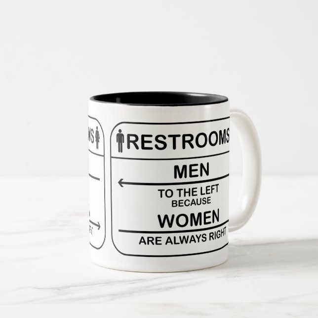 Funny Restroom Quotes - Men and Women Two-Tone Coffee Mug (Front Right)