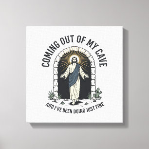 Funny Resurrection Cave Quote Vintage Engraving De Canvas Print