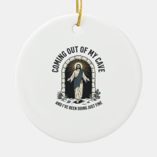 Funny Resurrection Cave Quote Vintage Engraving De Ceramic Tree Decoration