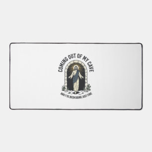Funny Resurrection Cave Quote Vintage Engraving De Desk Mat