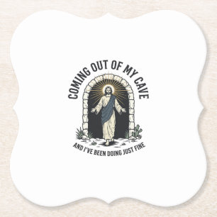 Funny Resurrection Cave Quote Vintage Engraving De Paper Coaster