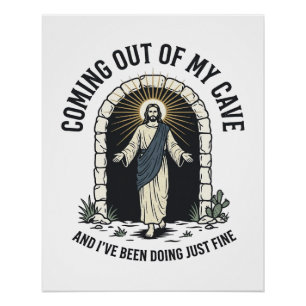 Funny Resurrection Cave Quote Vintage Engraving De Poster