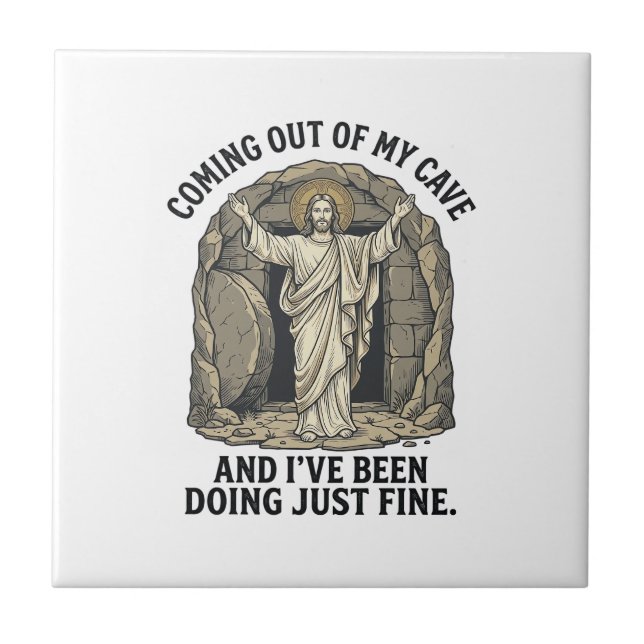 Funny Resurrection Cave Vintage Engraving Shirt De Tile (Front)