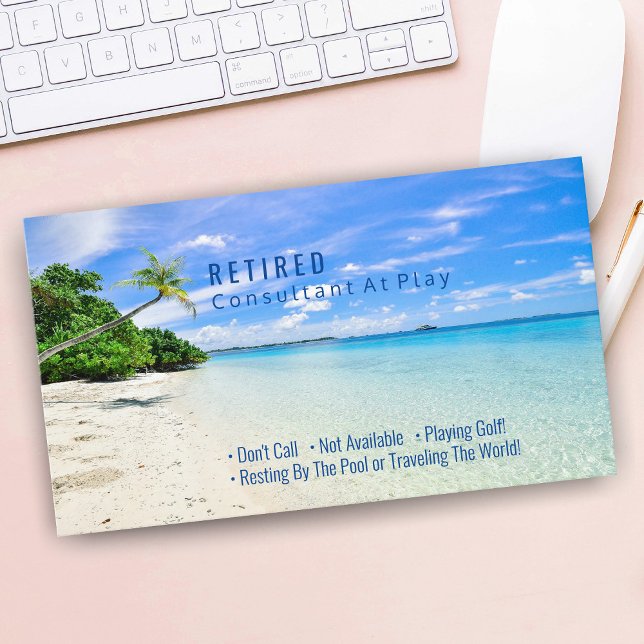 Funny Retired, Beach & Palms, DIY Profession Gag B Business Card (Creator Uploaded)