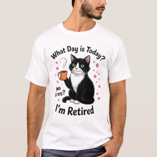 Funny Retired Cat Tea Relaxed Humor T-Shirt