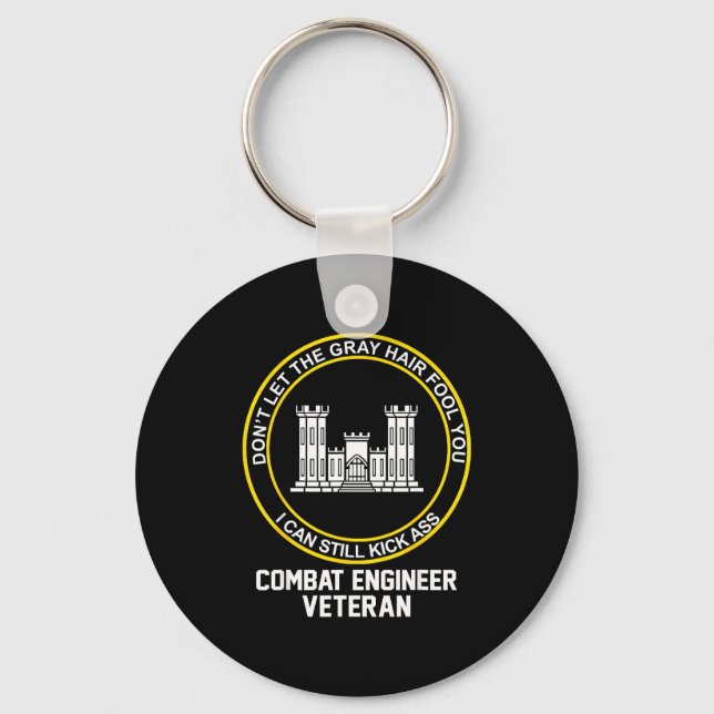 Funny retired combat engineer veteran grandpa key ring (Front)