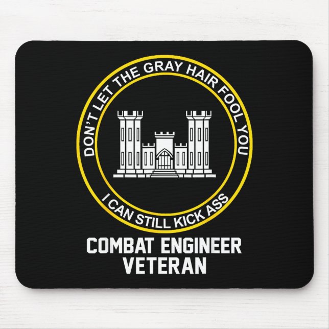 Funny retired combat engineer veteran grandpa mouse pad (Front)
