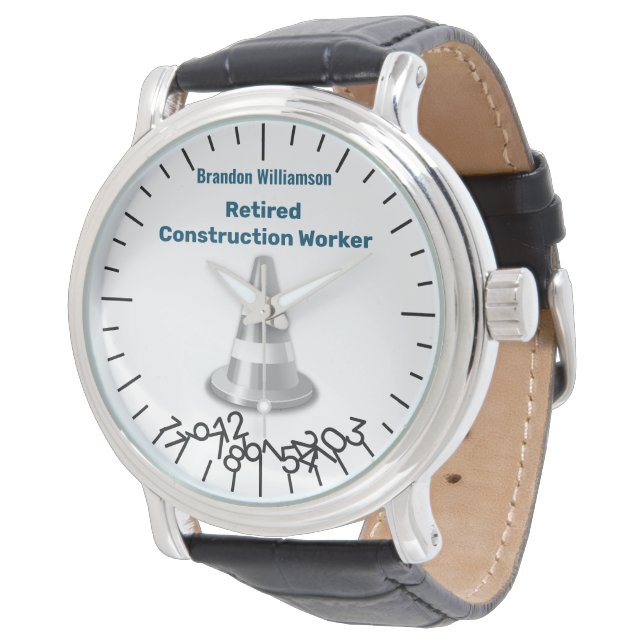 Funny Retired Construction Worker Jumble Numbers  Watch (Angled)