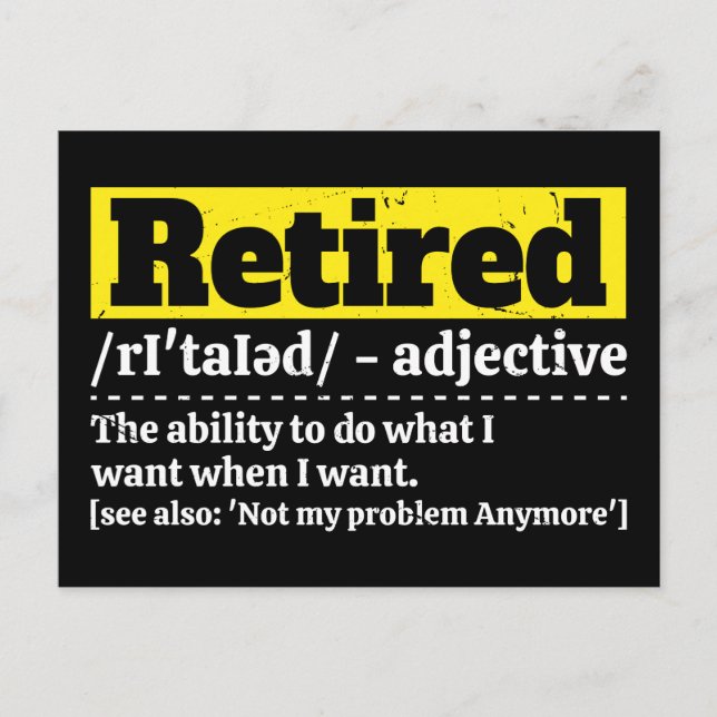 Funny Retired Definition Humour Retirement Gift Postcard (Front)