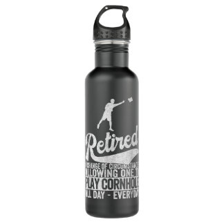 Funny Retired Definition Retirement Plan Cornhole 710 Ml Water Bottle