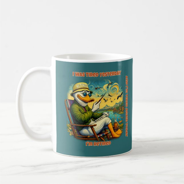 Funny Retired Duck Personalized Retirement Gift Coffee Mug (Left)