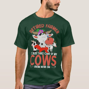 Funny Retired Farmer Retirement Farming Animal Cow T-Shirt