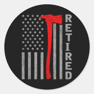 Funny Retired Firefighter Usa Flag Fireman Retirem Classic Round Sticker