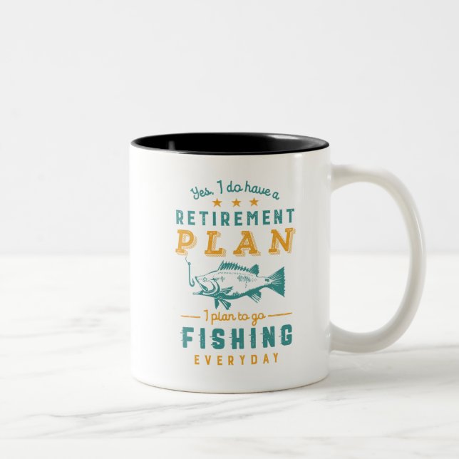 Funny Retired Fisherman Retirement Plan Go Fishing Two-Tone Coffee Mug (Right)
