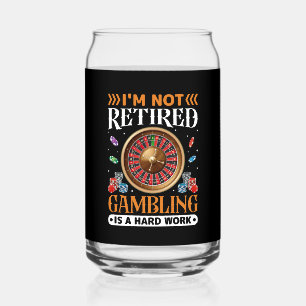 Funny retired gambling Casino word art Can Glass