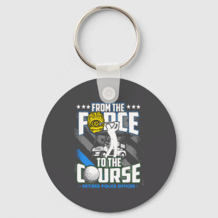 Funny Retired Lice Officer Golf Retirement Gift Key Ring