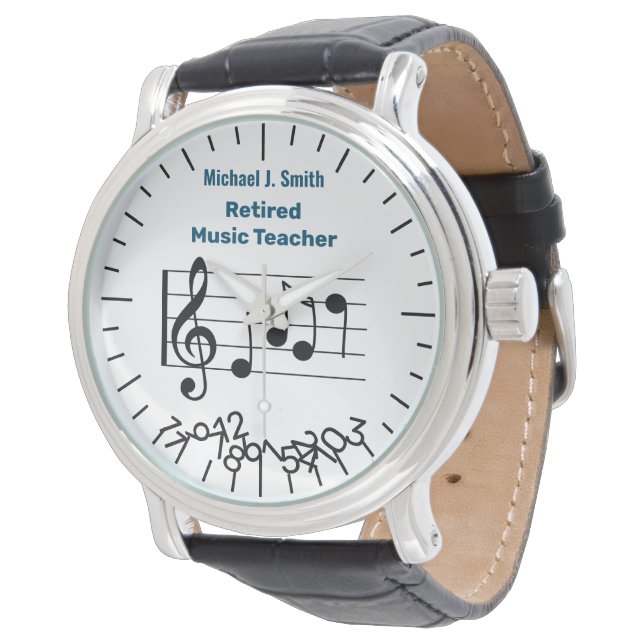 Funny Retired Music Teacher Name Jumble Numbers  Watch (Angled)