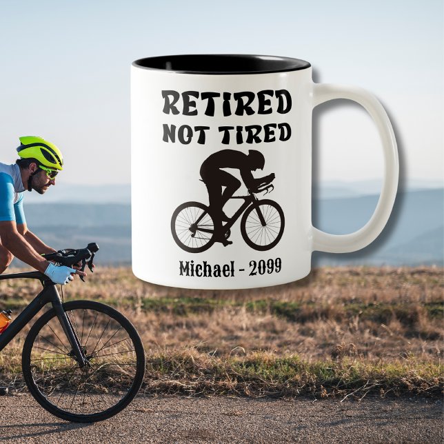 Funny Retired Not Tired Cyclist   Two-Tone Coffee Mug (Creator Uploaded)