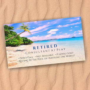 Funny Retired Sunset Beach & Palms, Profession Gag Business Card